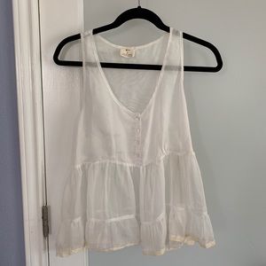 UO Pins and Needles Sheer White Blouse